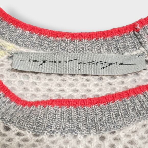 Raquel Allegra Lilith Cashmere Sweater in Concrete Contrast Open Knit Sz 1(US-M) - Picture 7 of 14